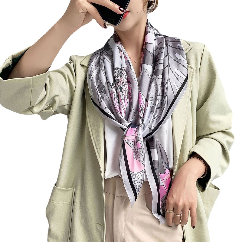 Khăn Lụa Satin Vuông 90x90cm In Họa Tiết Sang Trọng Thời Trang Cho Nữ