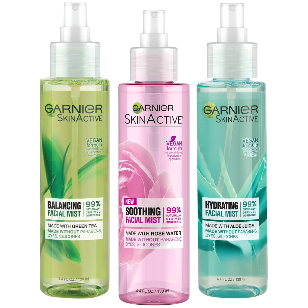 Xịt khoáng trà xanh kiềm dầu, kháng khuẩn Garnier Skin Active Balancing Facial Mist 130ml hàng xách tay Mỹ