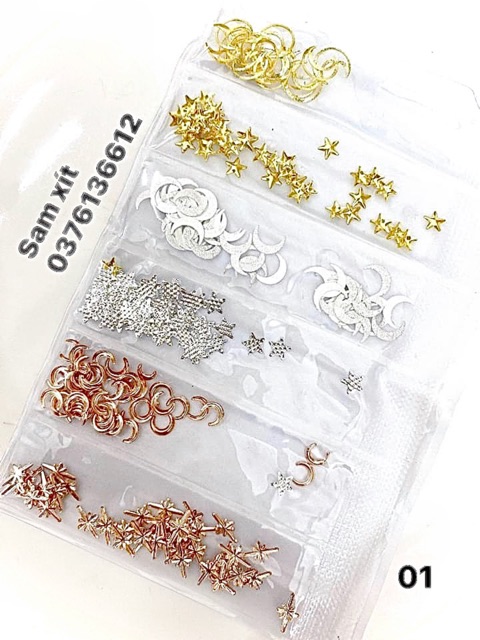 Charm kim loại dạng túi 6kiểu trang tri móng tay