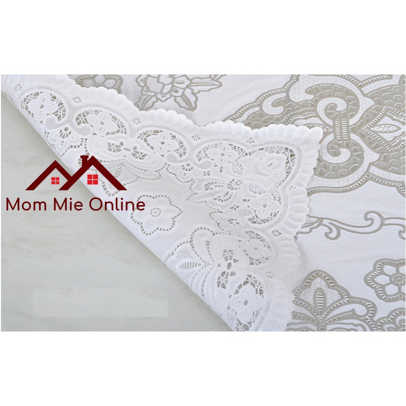 [40×83cm] Khăn trải bàn hoa văn dập nổi sang trọng loại Nhỏ - Màu bạc - A001