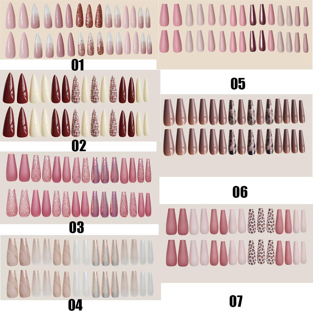 Set 30 Móng Tay Giả Có Thể Tháo Rời Siêu Dài Họa Tiết Da Báo Phong Cách Pháp