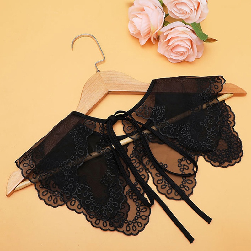 Yoioi Khăn Choàng Cổ Hai Lớp Phối Ren Và Nơ Có Thể Tháo Rời Cho Nữ