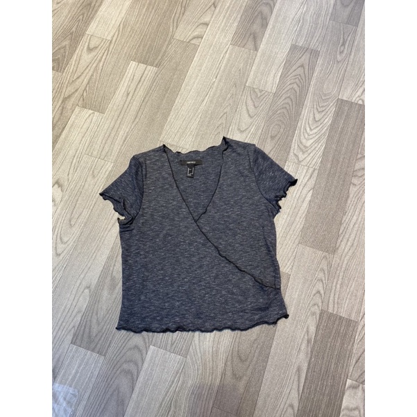 Áo croptop thun tăm f21 mã xám