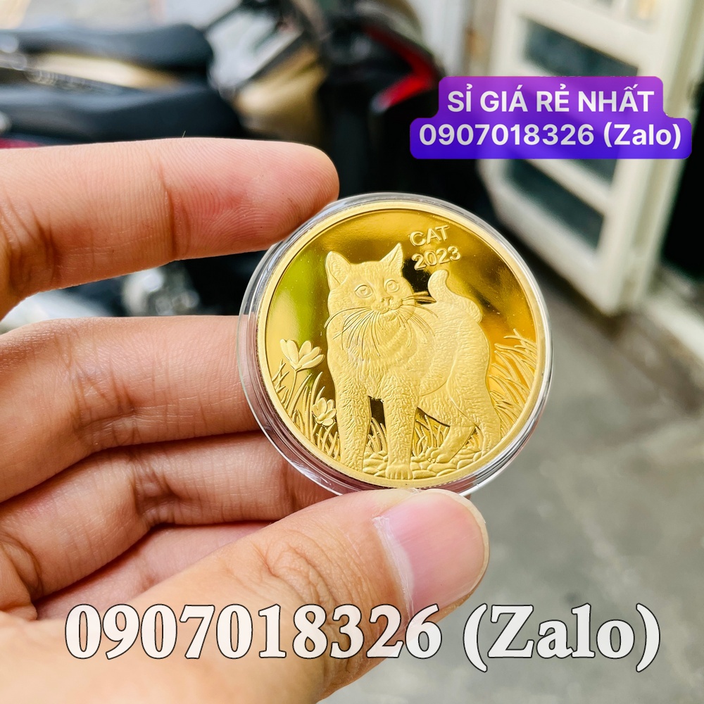 1 đồng tiền Xu Hình Con Mèo Vàng từ Úc lì xì Tết sang trọng