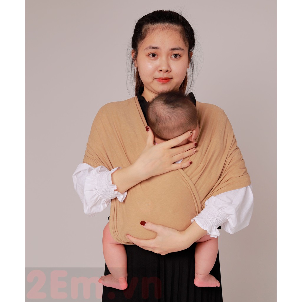 Địu vải em Bé 2Em.vn - Địu trẻ em hạng Cao cấp Pro - Màu hồng vải cotton bảo vệ da an toàn, thoáng khí