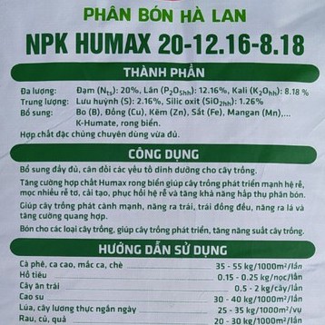 Phân Bón NPK HUMAX Rong Biển (1kg), Bổ sung humic giúp phát triển mạnh hệ rễ, mọc nhiều rễ tơ, cải tạo, phục hồi hệ rễ