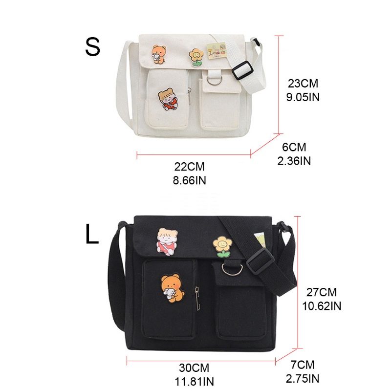 Túi Đeo Chéo Vải Canvas Dáng Vuông Thời Trang Cho Nữ