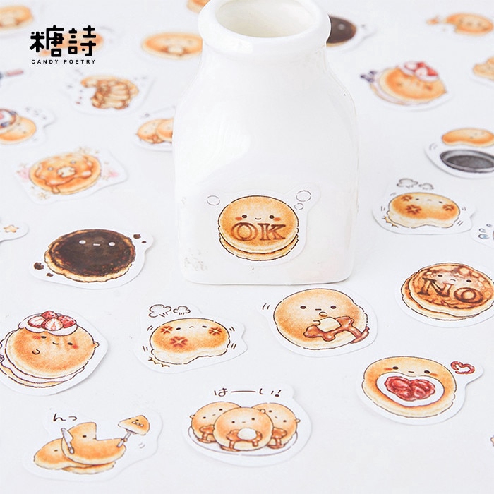 Bộ 45 sticker dán trang trí sổ DIY hình cuộc hành trình của bé bánh mì dễ thương