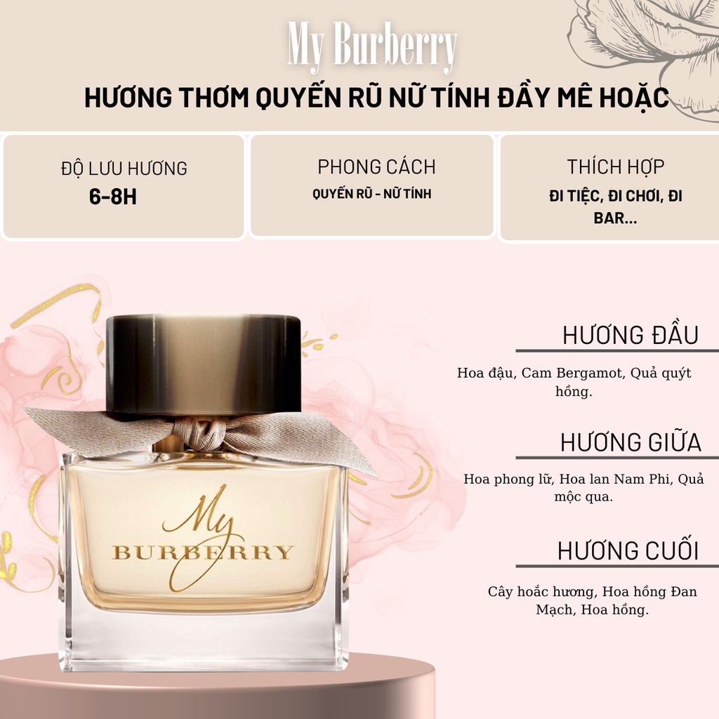 Nước hoa nữ My Burberry dung tích 90ml - Dầu thơm nữ hương thơm quyến rũ nữ tính đầy mê hoặc