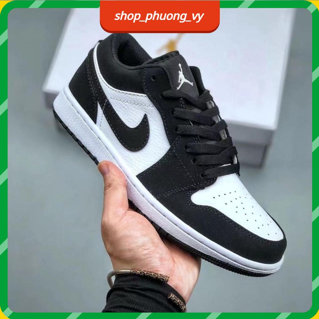 Giày sneaker JORDAN 1 PANDA đen trắng thấp cổ Hot trend nam nữ, Giày thể thao JD1 đen trắng thấp dùng đi học,tập gym