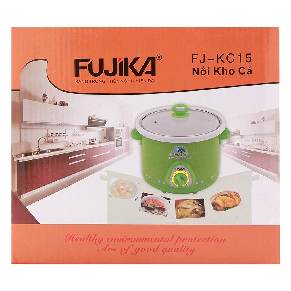 Nồi Kho Cá, nồi nấu chậm Fujika FJ-KC15/25 dung tích 1.5L/2.5L dùng điện, bảo hành 12 tháng, màu ngẫu nhiên