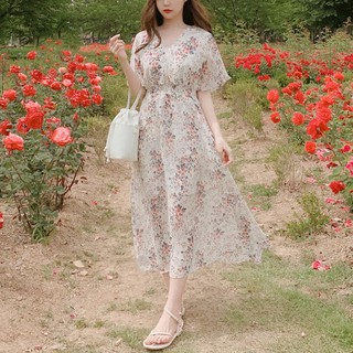 [ORDER TAOBAO] Đầm Lanh Xoè Hoa Nhí