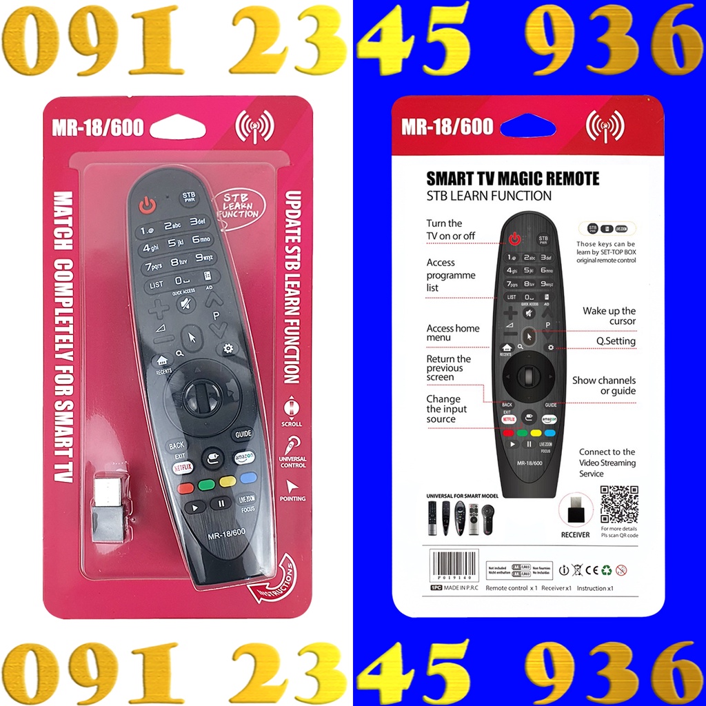 Điều khiển tivi LG mẫu năm 2016 2015 2014 2013 2012 có Chuột bay Không giọng nói Magic Remote MR-18/600 Made in TAIWAN