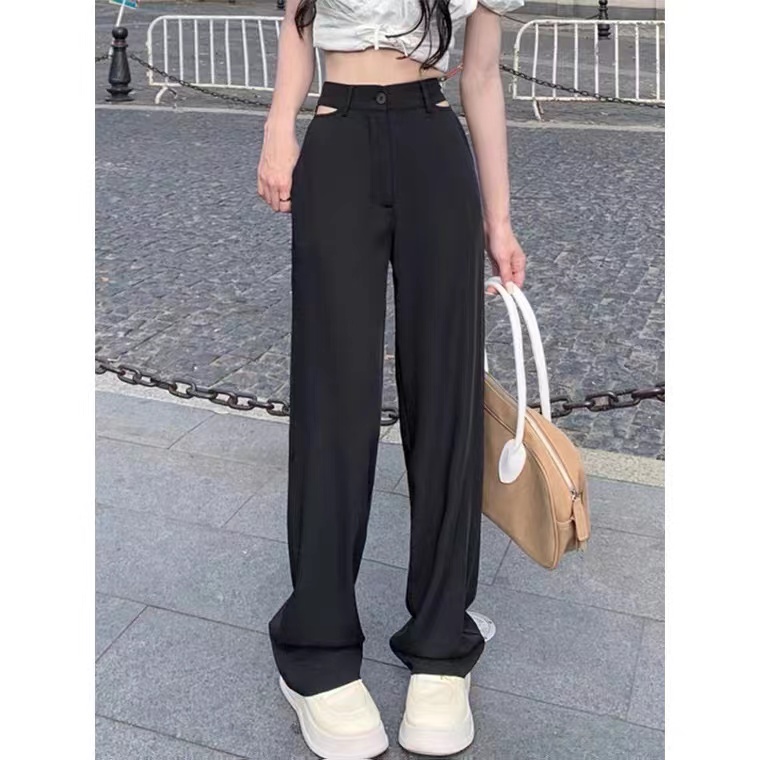 Quần ống rộng Lưng Cao Thời Trang Hàn Quốc Cho Nữ