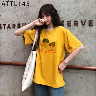ÁO THUN TAY LỠ NỮ IN HÌNH NAM NỮ HOẠT HÌNH DO YOU LOVE ME FREE SIZE - ATTL145
