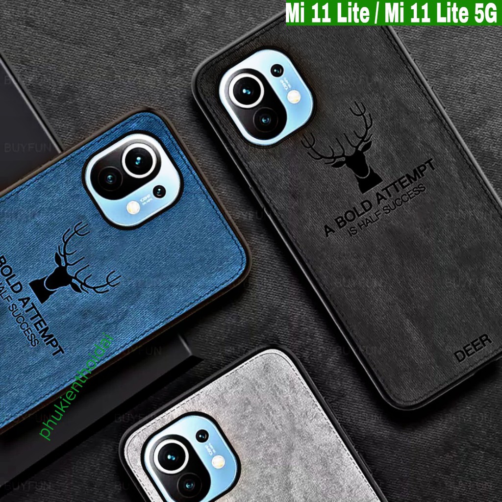 Ốp lưng Xiaomi Mi 11 Lite / Mi 11 Lite 5G vải đầu hươu thời trang cao cấp