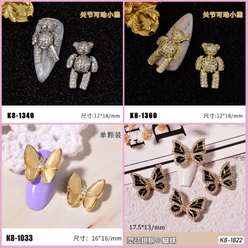 chame gấu chame nơ chame đá chame hoa đầy đủ skinnail cho các bạn lựa chọn chame bướm kết hợp giữa đá siêu sáng và sắt .