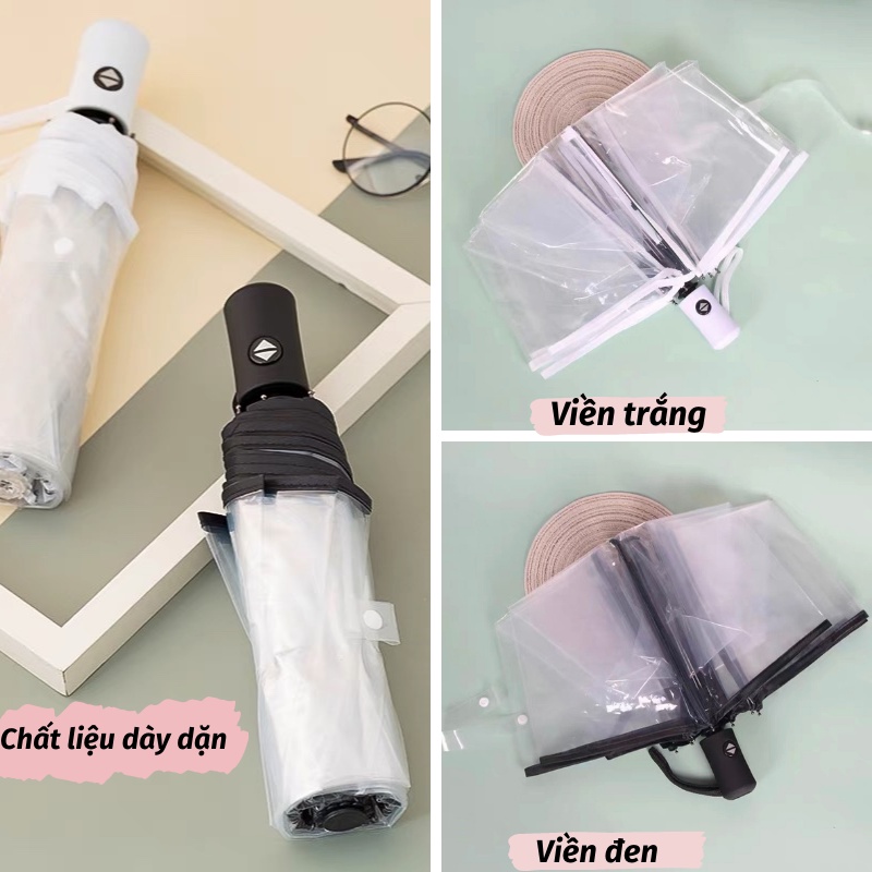 Ô Che Mưa Dù Che Mưa Trong Suốt Gấp Gọn Chống Thấm Nước Chụp Ảnh Phong Cách Hàn Quốc PAPAA.HOME