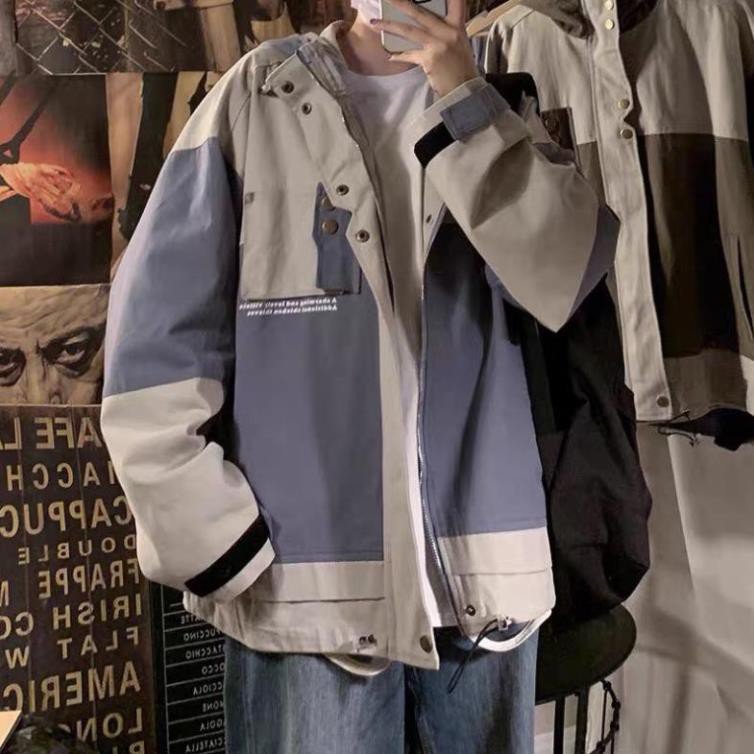 Áo khoác kaki túi hộp unisex form rộng Túi Ngang Nút nam nữ phong cách ngầu của năm