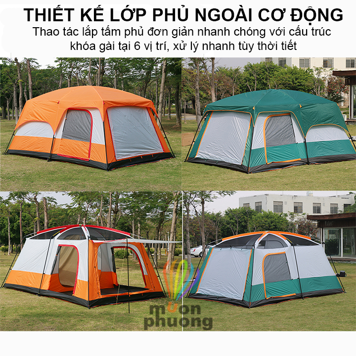 Lều 8 -10 người gia đình du lịch cắm trại dã ngoại size lớn tập thể - MUÔN PHƯƠNG SHOP