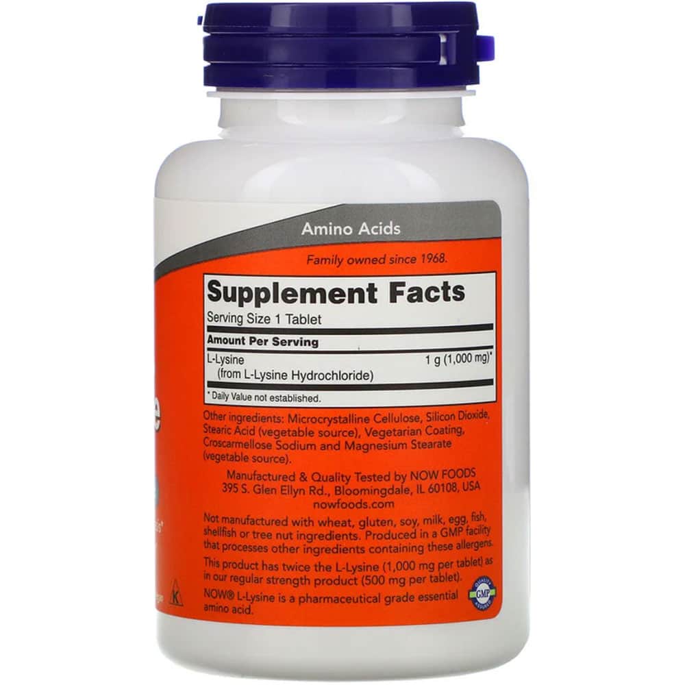 Viên uống hỗ trợ miễn dịch, tăng sinh Collagen Now L-Lysine 1000mg 100 Tablets