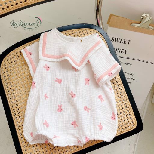 Body cộc tay giả cổ thủy thủ chất liệu xô Muslin  Kakummi