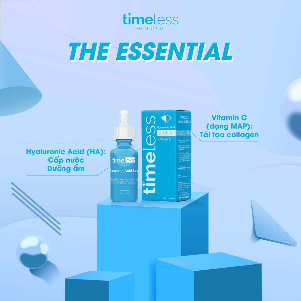 Tinh Chất Dưỡng Ẩm Làm Trắng Da Timeless Hyaluronic Acid + Vitamin C (30ml)