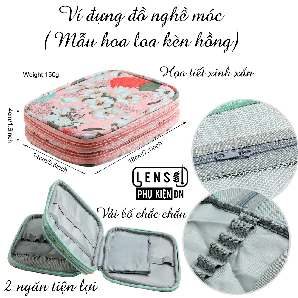 Ví đựng đồ nghề móc chia ngăn gọn gàng, vải bố dày dặn, họa tiết xinh xắn - Len sợi phụ kiện Đà Nẵng