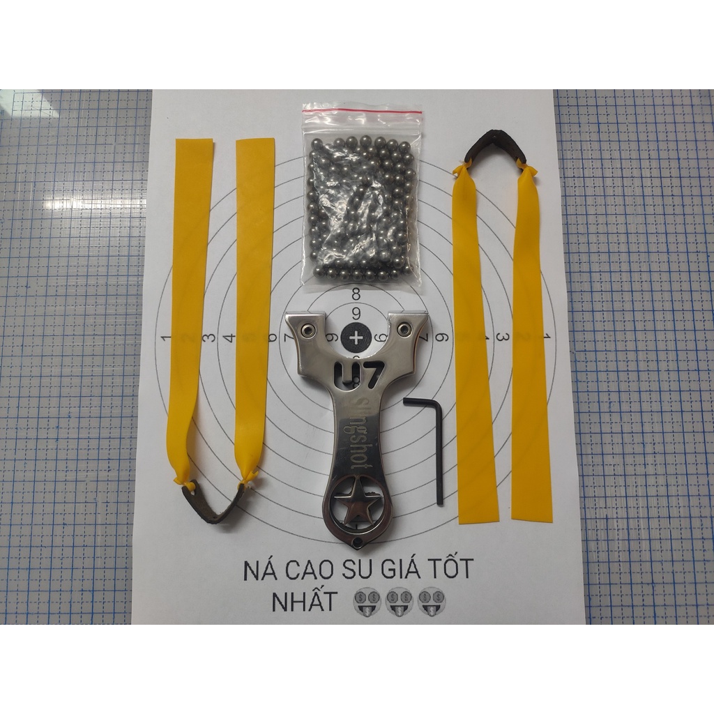 Ná cao su U7 bóng inox 304 ( Tặng kèm thun, bi, hít bi)