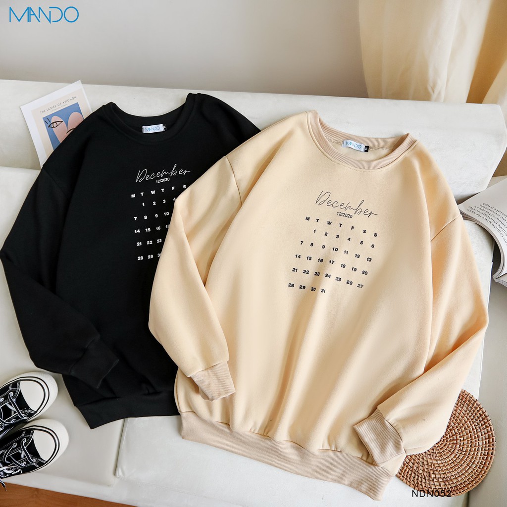 Áo Nỉ Sweater Nam Dài Tay MANDO Chất Nỉ Bông Cao Cấp Form Rộng  Họa Tiết In Lịch Basic Unisex Thời Trang Hàn Quốc NDN052 | BigBuy360 - bigbuy360.vn