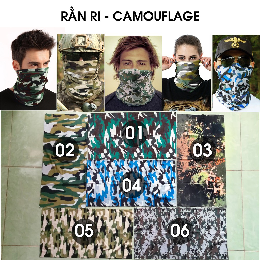 Khăn đa năng rằn ri khăn phượt camouflage quân đội màu camo