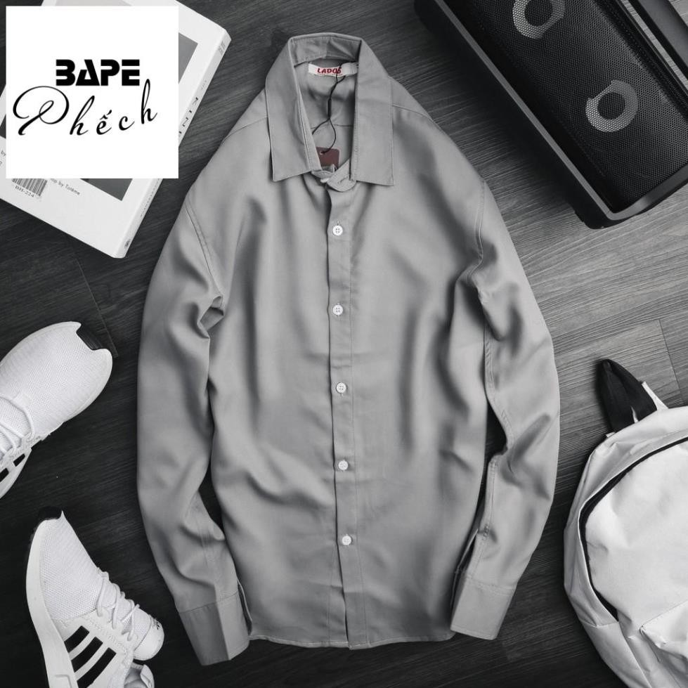 Áo sơ mi trơn big size BAPE PHẾCH-523D, form body, chất lụa chống nhăn | BigBuy360 - bigbuy360.vn