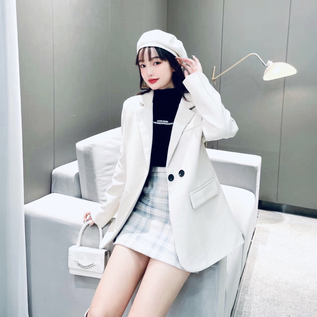 Blazer Nữ Áo Khoác Nữ Blazer 2 Nút Dáng Rộng Blazer Hàn Quốc - Hàng Phom Chuẩn Đẹp Thoáng Mịn - BLA22053