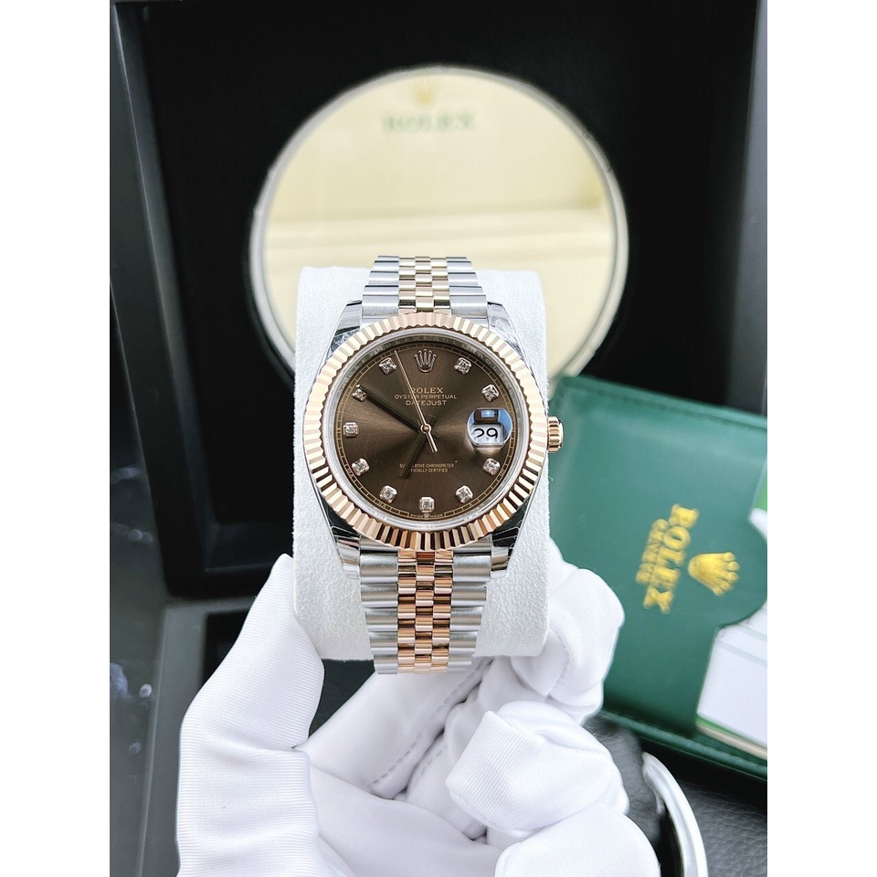 Đồng hồ nam Rolex Day-Just Gold 36-41mm máy ETA Calibre 3235 28800mph, khung thép oystersteel 904l, sapphire nguyên khối