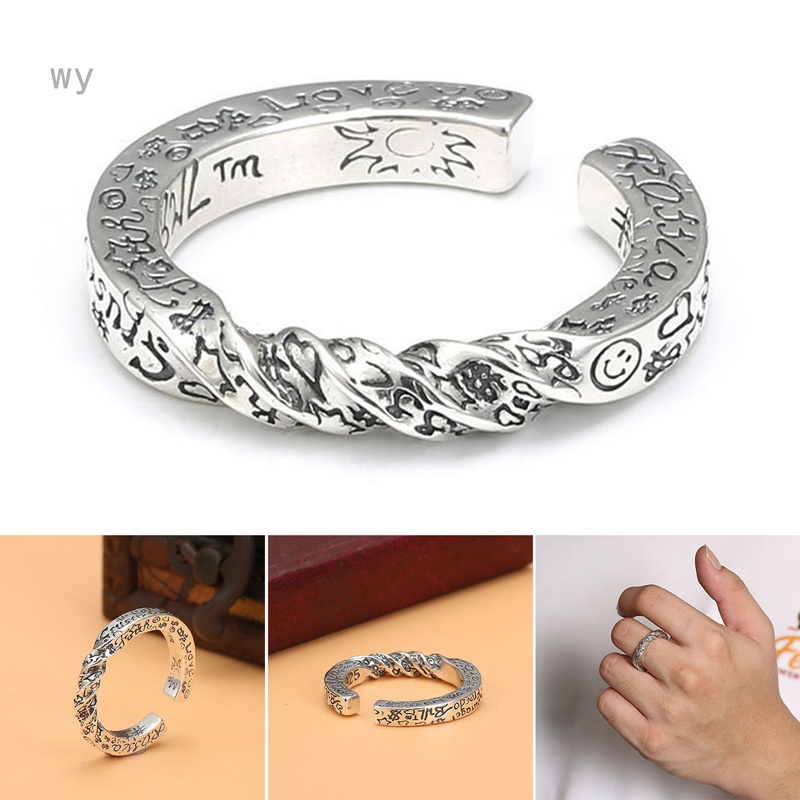 Nhẫn Hở Hình Mặt Cười Và Chữ Đơn Giản Thời Trang Phong Cách Retro