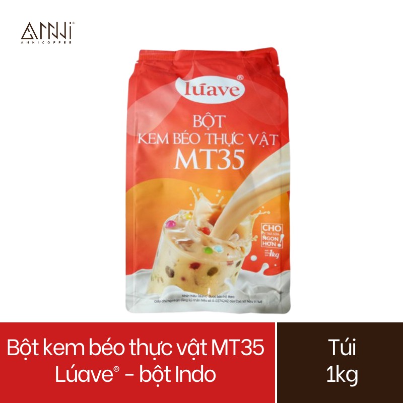Bột kem béo thực vật MT35 Lúave® (1kg) - bột Indo - nguyên liệu pha chế trà sữa, bột mix, bột nền, bột kem không sữa