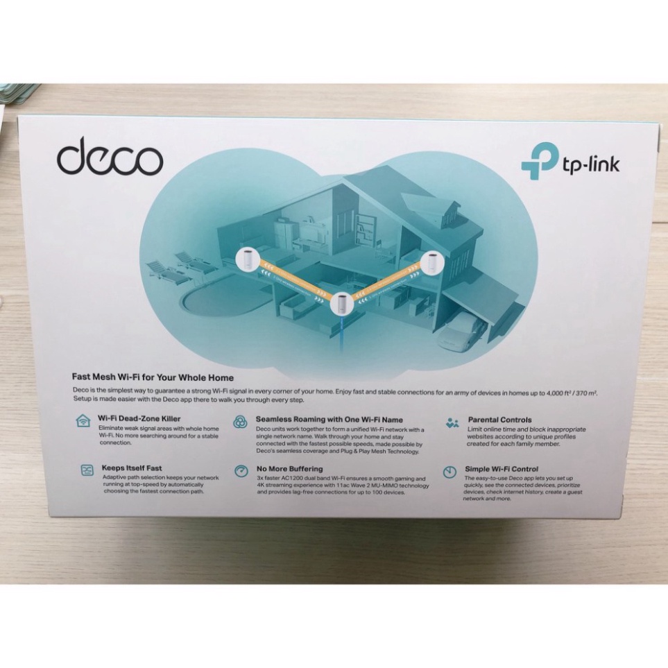 Hệ Thống Phát WiFi Mesh TP-Link Deco E4 (3-Pack) Chuẩn AC 1200Mbps - 3 Cục Phủ Wifi Toàn Nhà, 1 Tên Mạng Duy Nhất