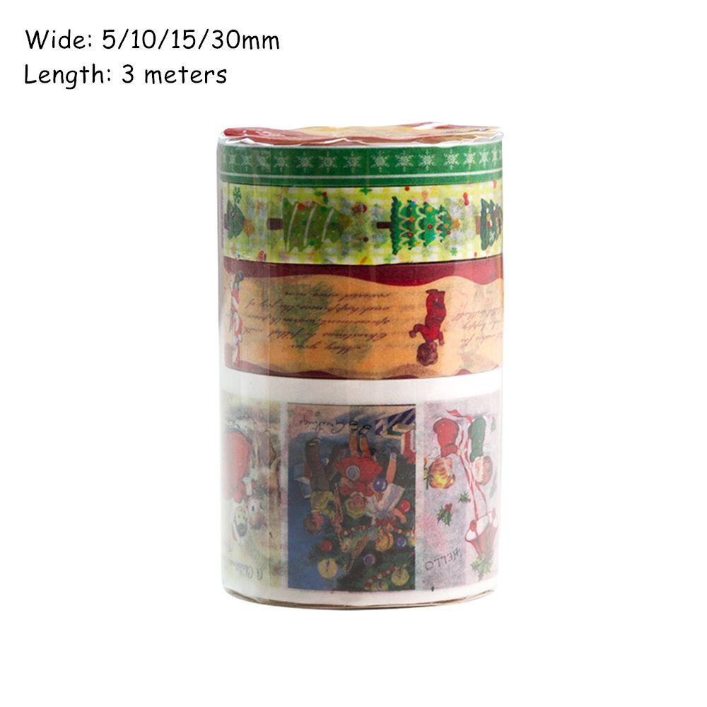 PISTA Set 4 Cuộn Băng Dính Họa Tiết Người Tuyết Dễ Thương Trang Trí Sổ Tay Nhật Ký