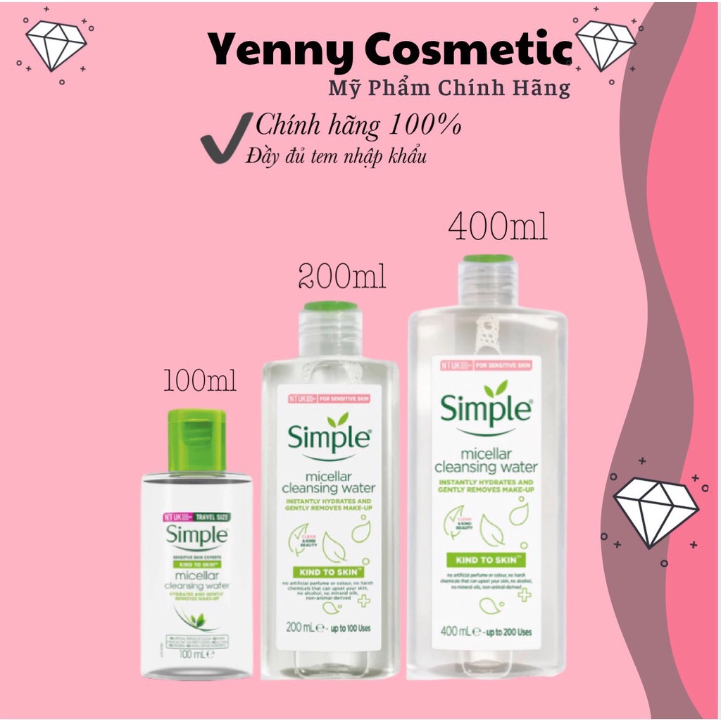 Nước Tẩy Trang Simple Kind To Skin Micellar Cleansing Water