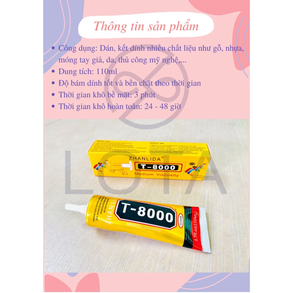 KEO DÁN CHI TIẾT NHỎ T8000 kết dính nhiều chất liệu gỗ nhựa da nỉ dùng cho thủ công mỹ nghệ bền tốt đa năng super glue