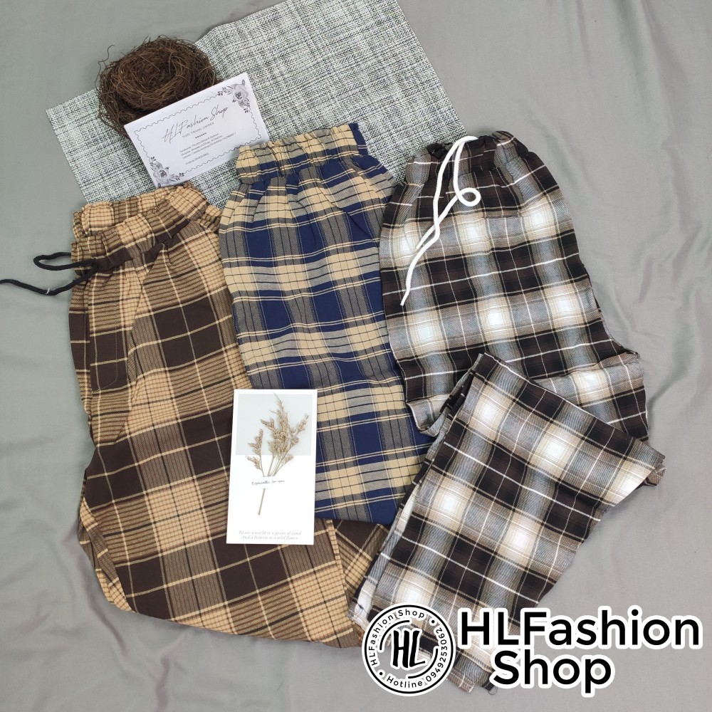 Quần baggy ống rộng Caro, quần nữ HLFashion | BigBuy360 - bigbuy360.vn