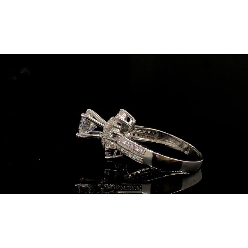 Nhẫn kim cương Moissanite bằng bạc 950 xi bạch kim