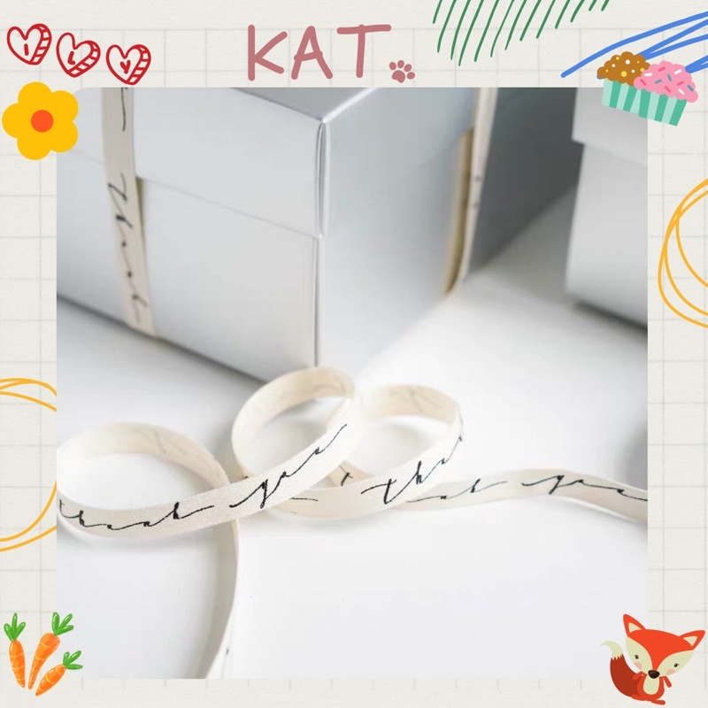 Ruy Băng Vải Trang Trí Hoạ Tiết Chữ Thank You - KAT Official Stor