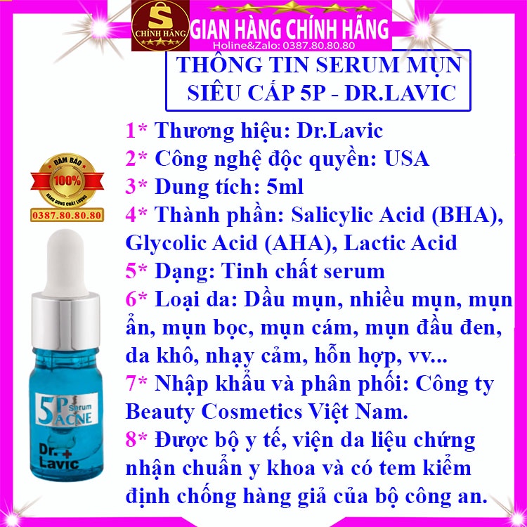 Tinh chất serum xóa mụn thâm dưỡng trắng da loại tốt 5P Dr.lavic đẩy mụn ẩn đầu đen cám cho da dầu nhạy cảm khô 5k step2