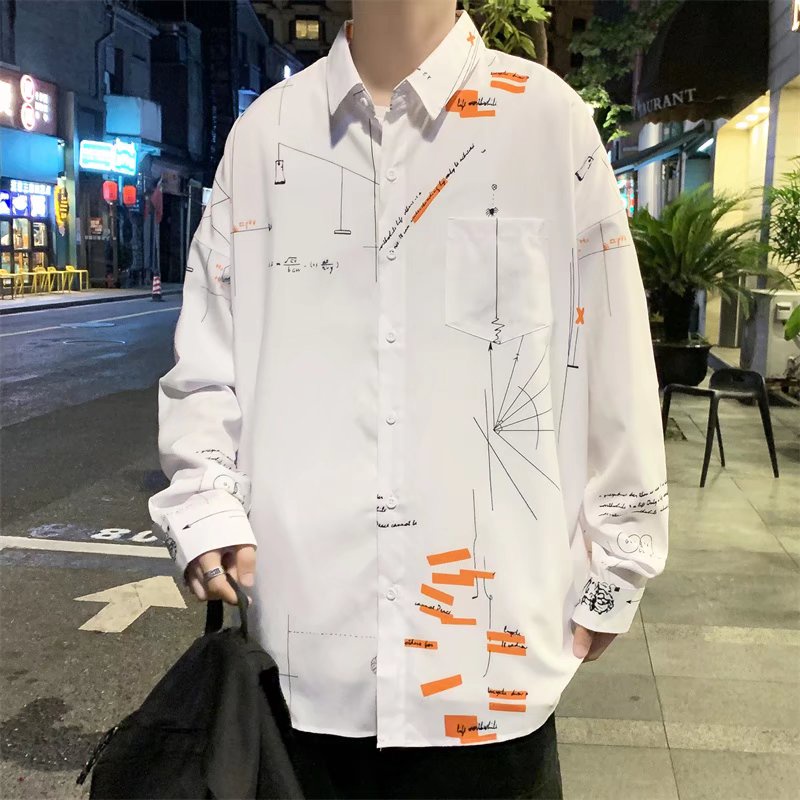 Áo Sơ Mi Nam Dài Tay In Họa Tiết Thời Trang Hàn Quốc