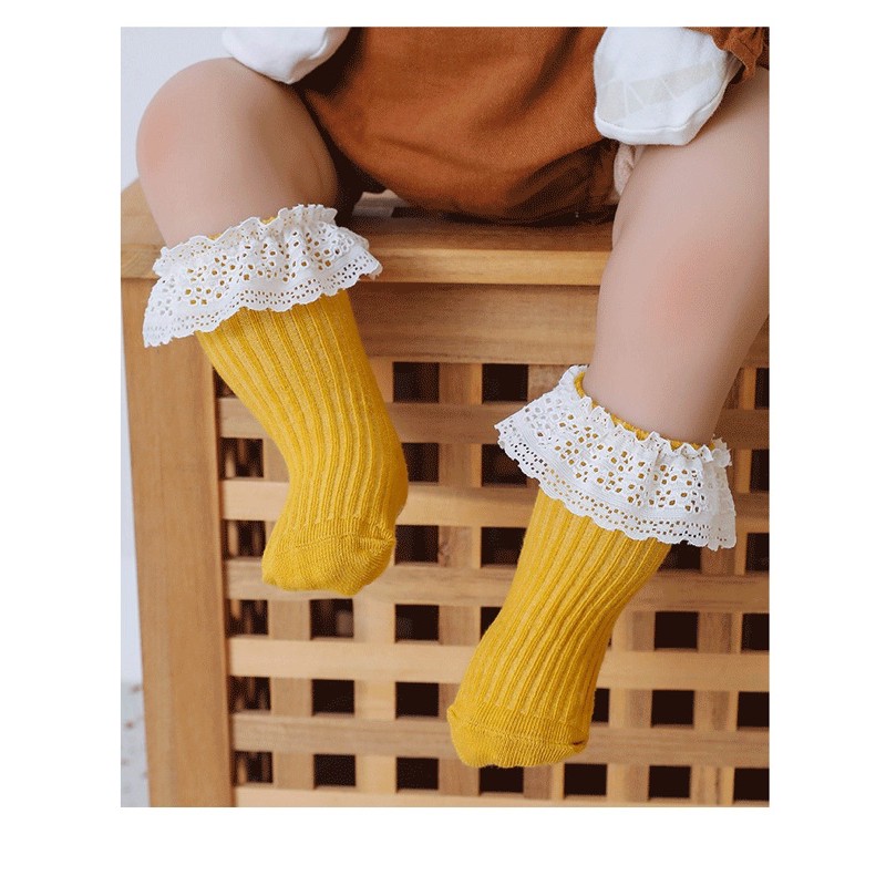 Tất KIDS SOCKS phối ren điệu đà cho bé 0 đến 2 tuổi