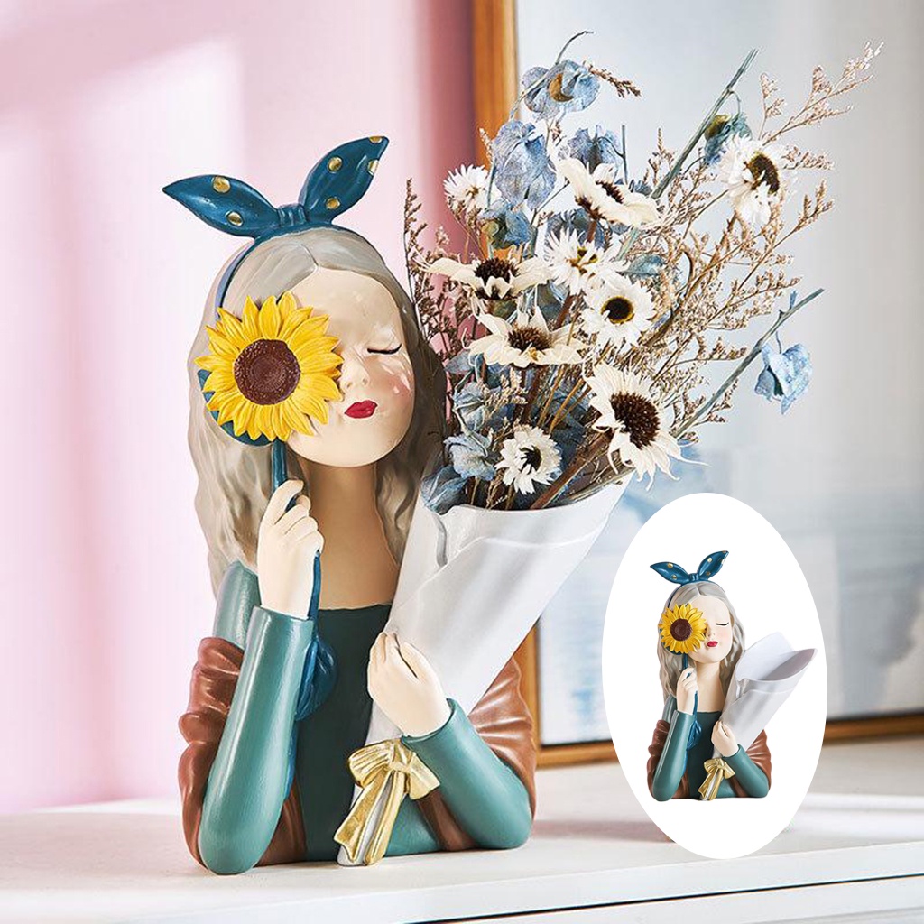 Bình cắm hoa hình cô gái để bàn trang trí nội thất nhà