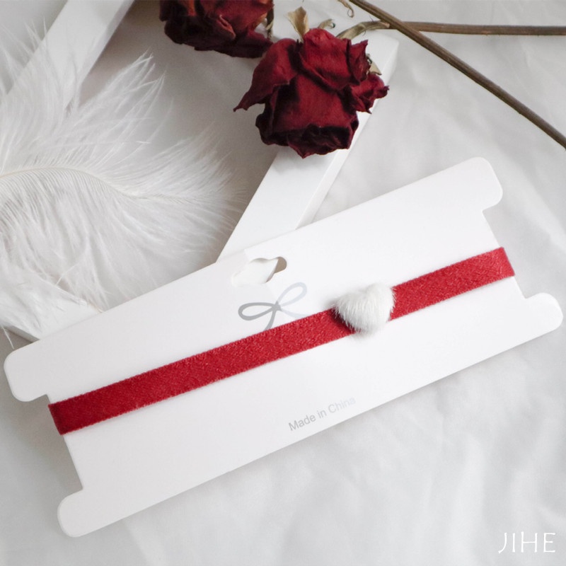 【JIHE】Vòng Cổ choker Mặt Hình Trái Dâu Thắt Nơ Thời Trang Quyến Rũ Cho Nữ