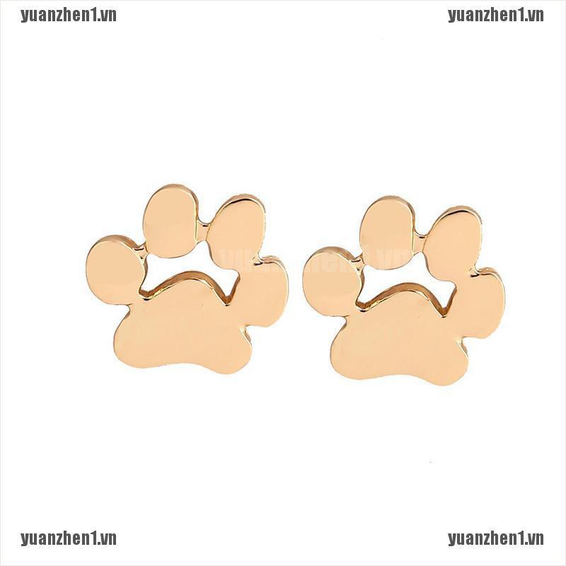 1 Đôi Bông Tai Hình Dấu Chân Chó Mèo Dễ Thương