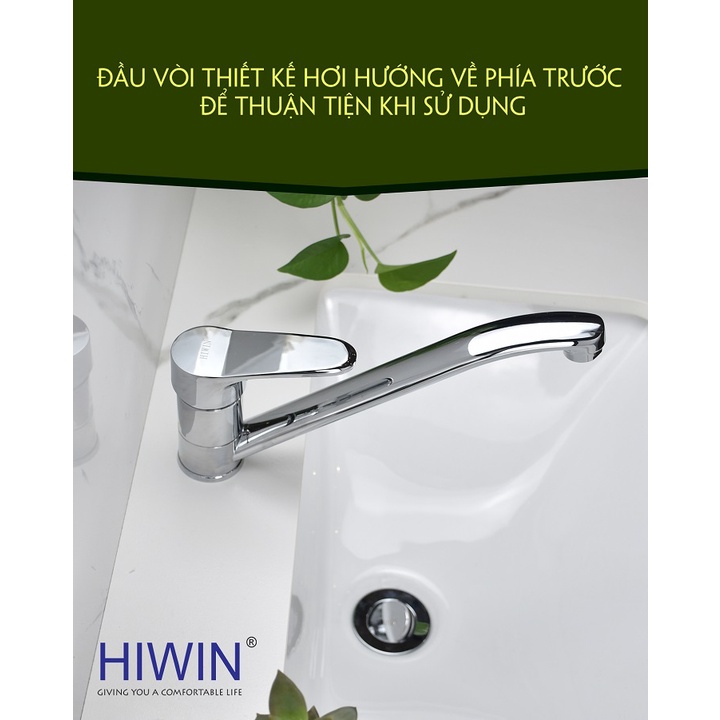 Vòi lavabo, vòi rửa mặt nóng lạnh chất liệu đồng mạ cao cấp mặt gương HIWIN KF-213